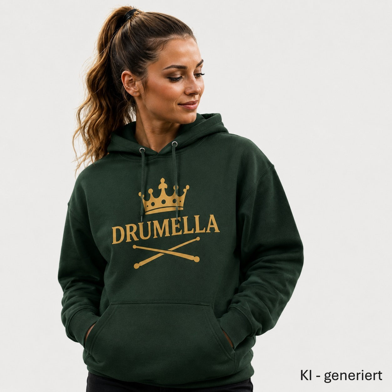 Damen Hoodie mit goldenem Drumella Logo - Organic Basic Hoodie