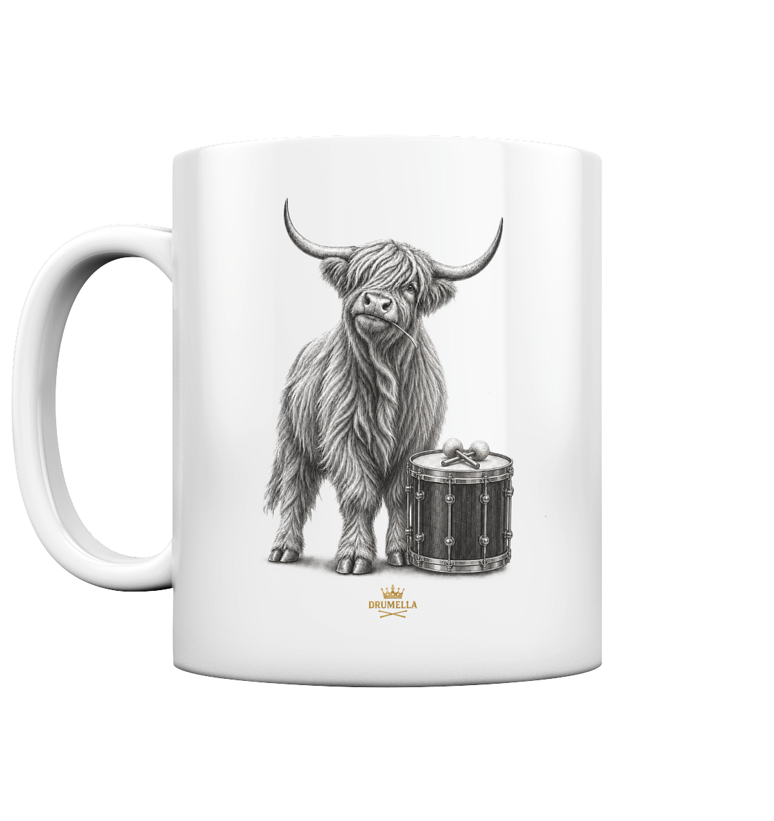 Drumella Tasse - Highland Cow & Tenor Drum - Tasse glossy