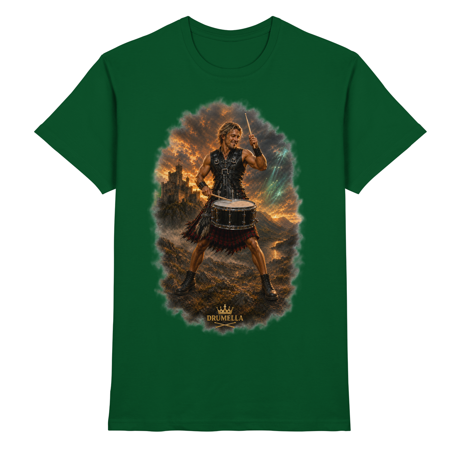Drumella – Rockiger Snare-Drummer in den Highlands - Premium Shirt