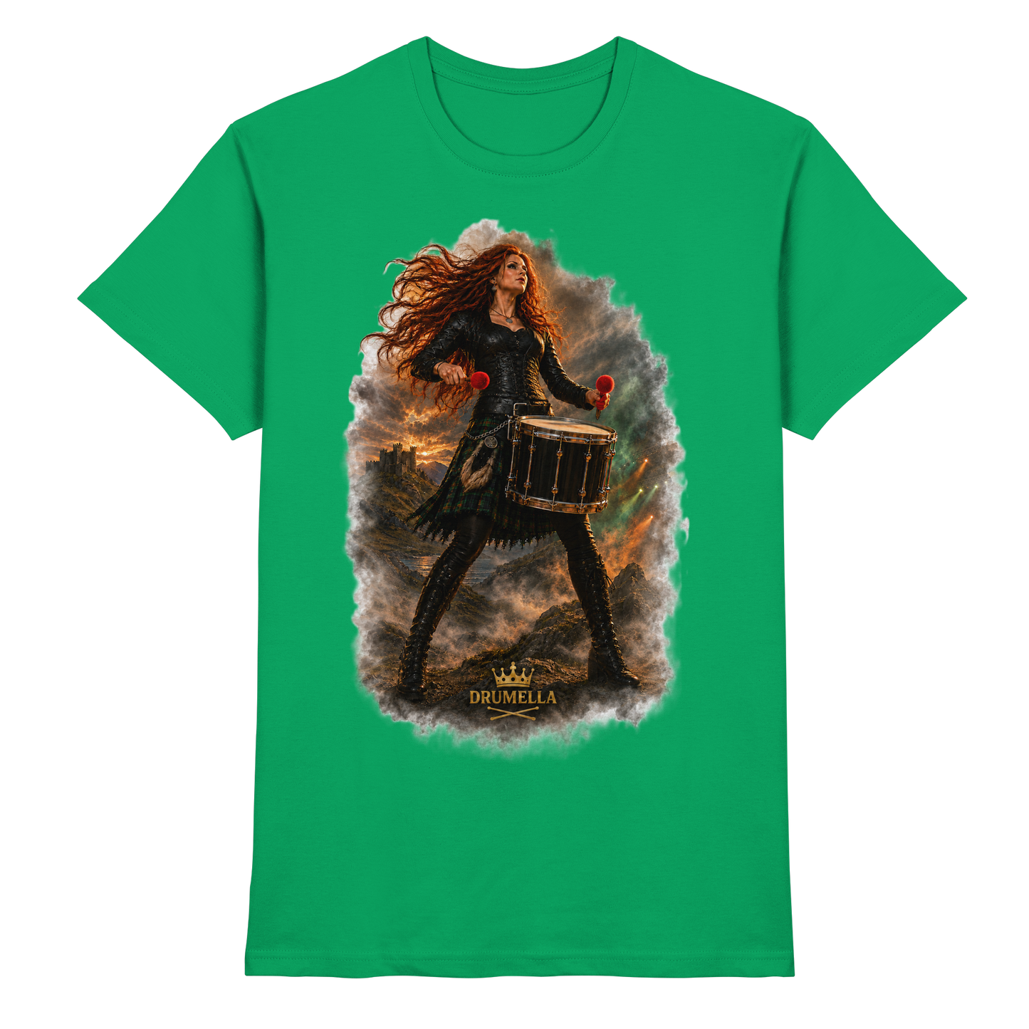 Drumella T-Shirt - Rockige Tenor-Trommlerin - Premium Shirt