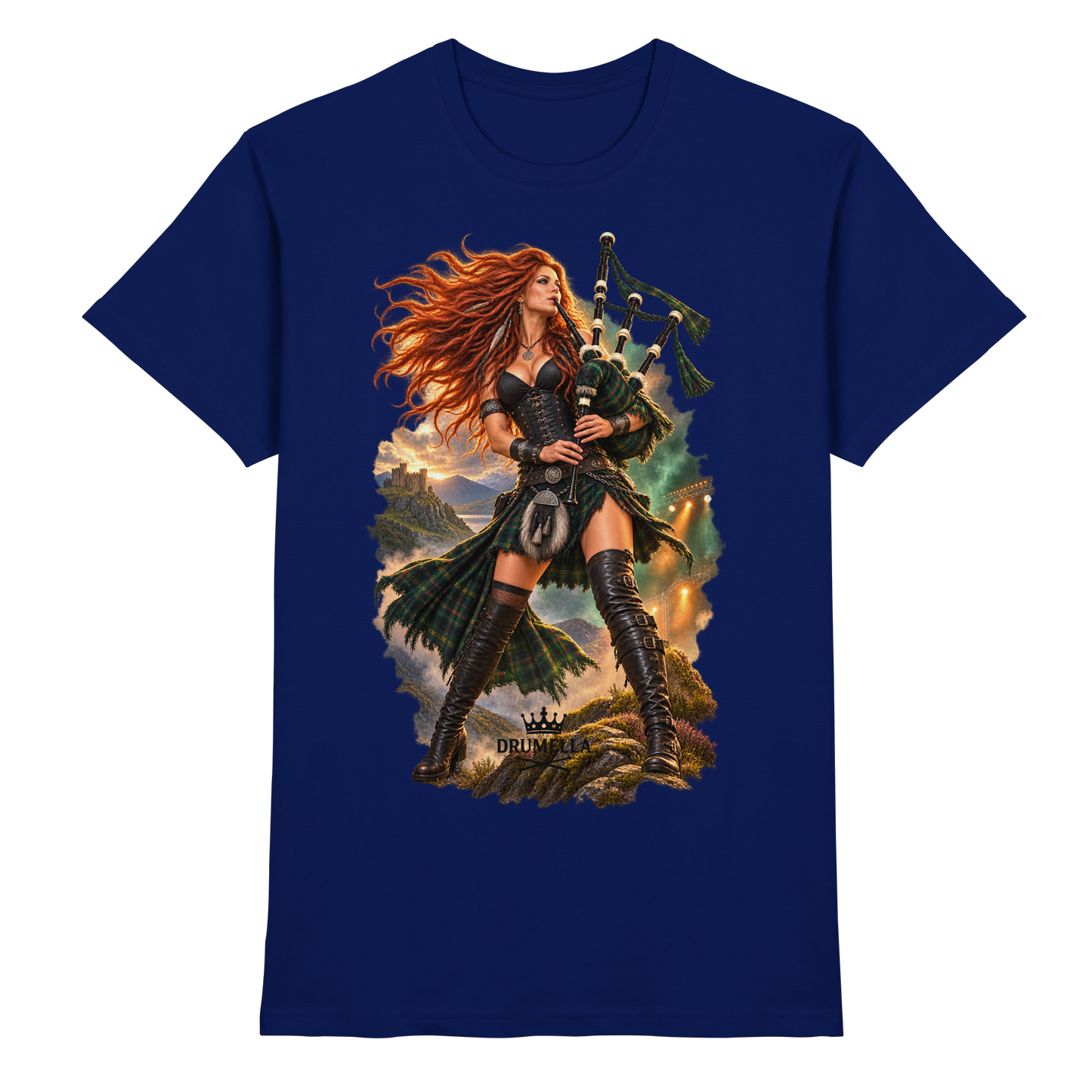 Rockige Dudelsackspielerin – Drumella T-Shirt - Premium Shirt
