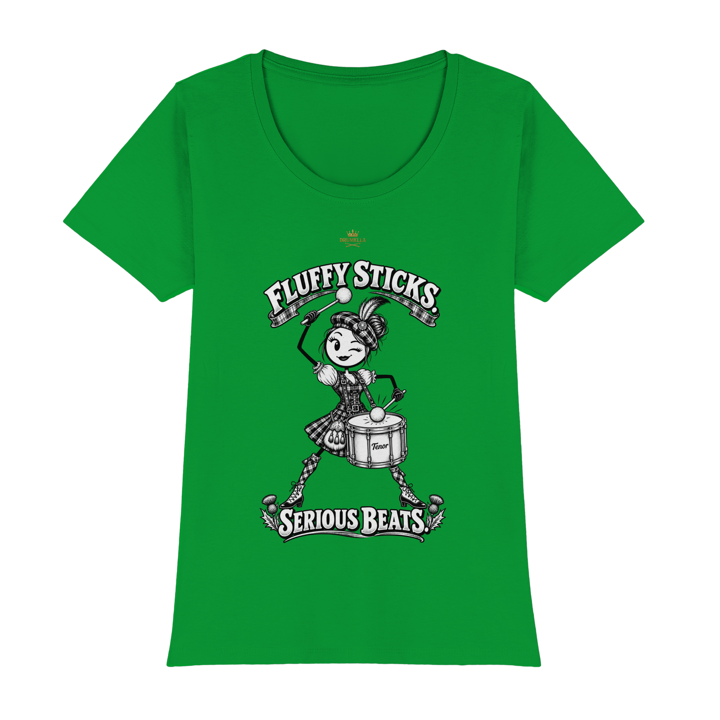 Drumella Tenor-Drummer T‑Shirt „Fluffy Sticks. Serious Beats.“ - Womens Premium Classic T-Shirt