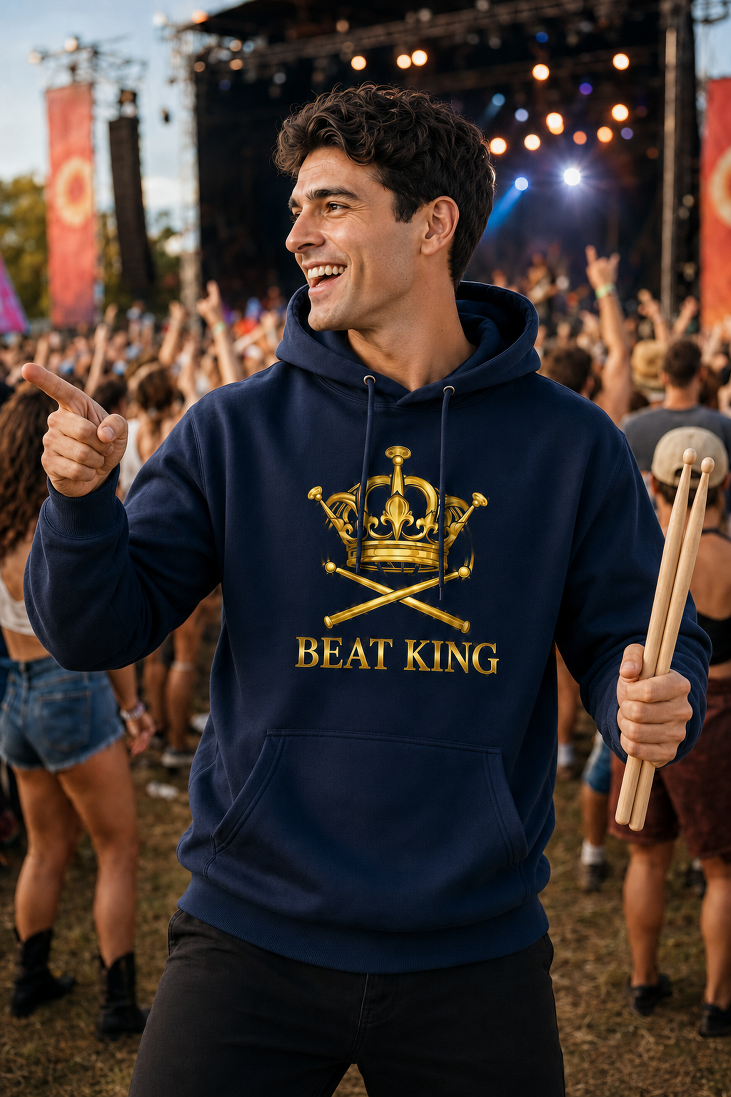 Herren Drumella Hoodie mit BEAT-KING Aufdruck