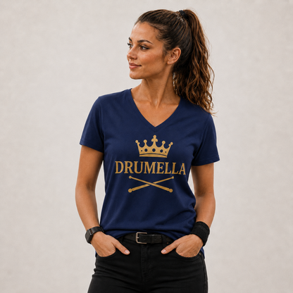 Damen V-Shirt mit Drumella Logo - Ladies V-Neck Shirt