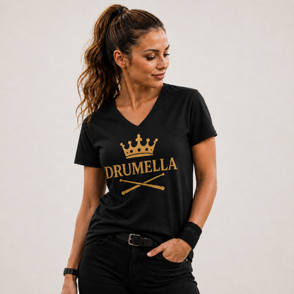 Damen V-Shirt mit Drumella Logo - Ladies V-Neck Shirt