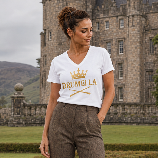 Damen V-Shirt mit Drumella Logo - Ladies V-Neck Shirt