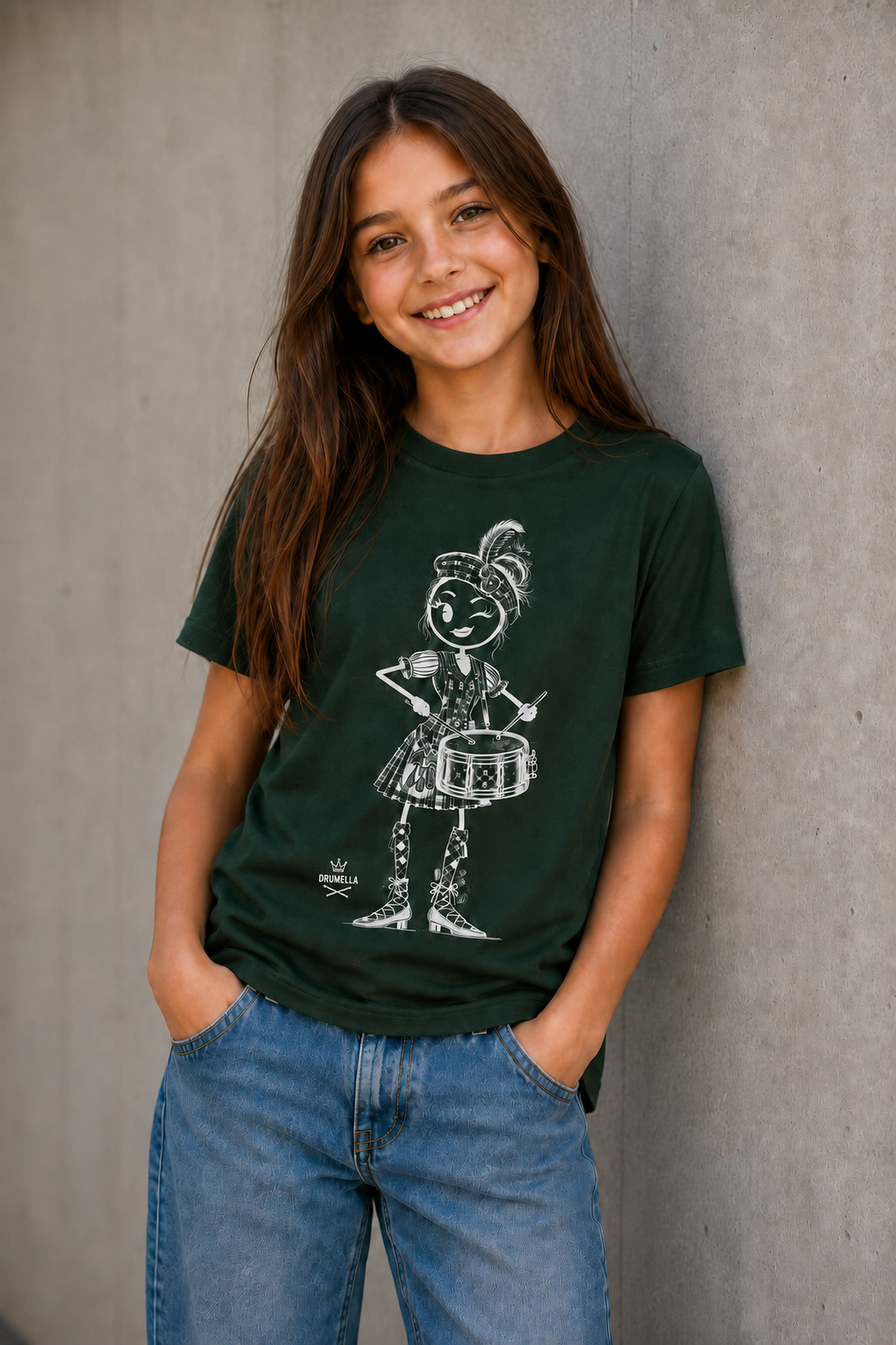 Kurzarm Kinder T-Shirt mit Drumella Rock Girl