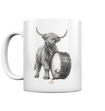 Drumella Tasse - Cooles Hochlandrind mit Base Drum - Tasse glossy