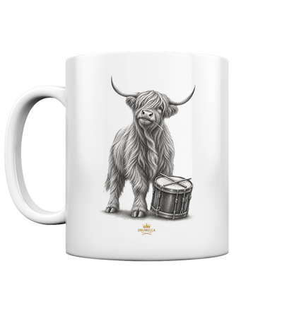 Drumella Tasse - Cooles Hochlandrind mit Snare Drum - Tasse glossy