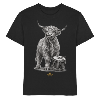 Cooles Hochlandrind mit Snare Trommel – Drumella Kinder-T-Shirt - Kids Premium Shirt