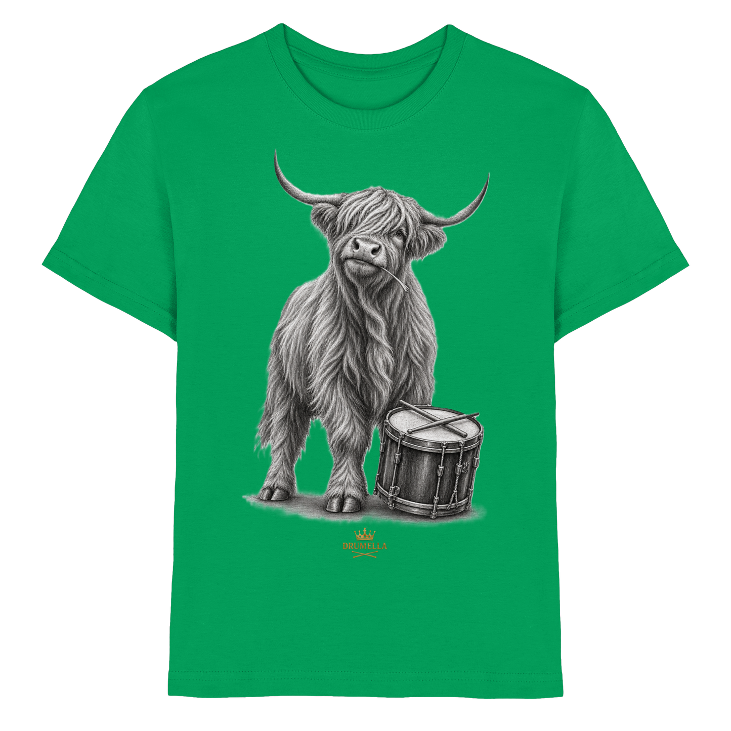 Cooles Hochlandrind mit Snare Trommel – Drumella Kinder-T-Shirt - Kids Premium Shirt