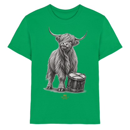 Cooles Hochlandrind mit Snare Trommel – Drumella Kinder-T-Shirt - Kids Premium Shirt
