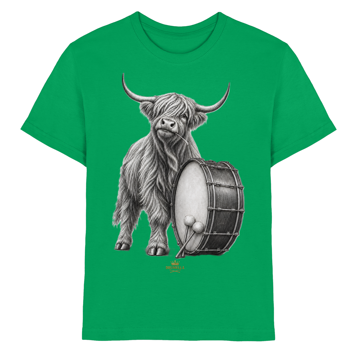 Cooles Hochlandrind mit Base Drum – Drumella T-Shirt Kids - Kids Premium Shirt