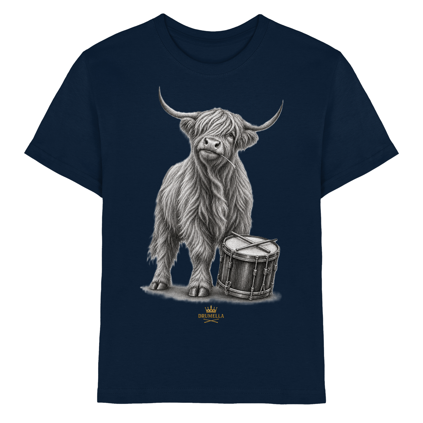 Cooles Hochlandrind mit Snare Trommel – Drumella Kinder-T-Shirt - Kids Premium Shirt