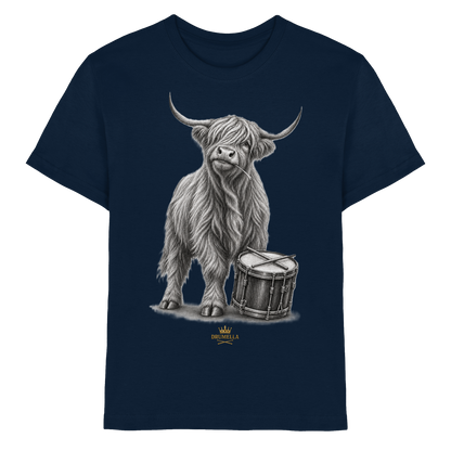 Cooles Hochlandrind mit Snare Trommel – Drumella Kinder-T-Shirt - Kids Premium Shirt