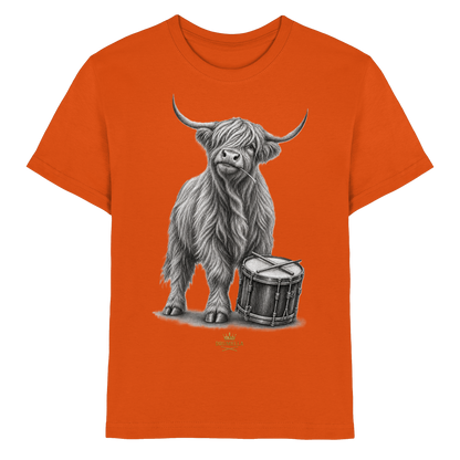 Cooles Hochlandrind mit Snare Trommel – Drumella Kinder-T-Shirt - Kids Premium Shirt