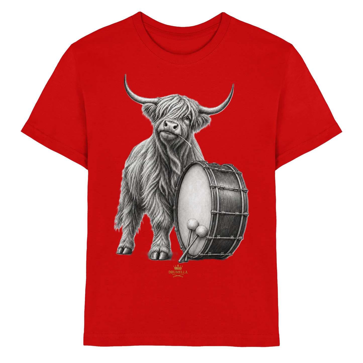 Cooles Hochlandrind mit Base Drum – Drumella T-Shirt Kids - Kids Premium Shirt