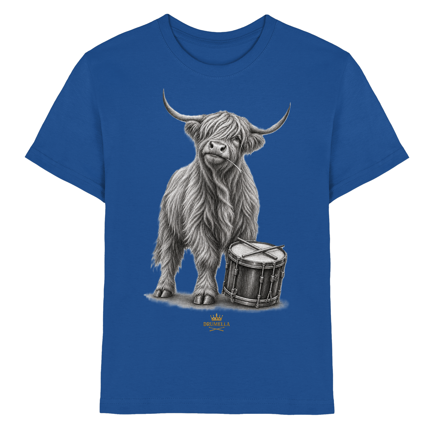 Cooles Hochlandrind mit Snare Trommel – Drumella Kinder-T-Shirt - Kids Premium Shirt