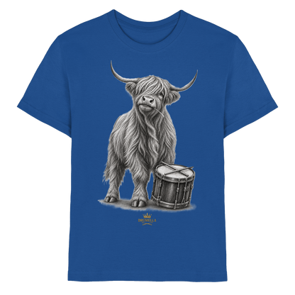 Cooles Hochlandrind mit Snare Trommel – Drumella Kinder-T-Shirt - Kids Premium Shirt