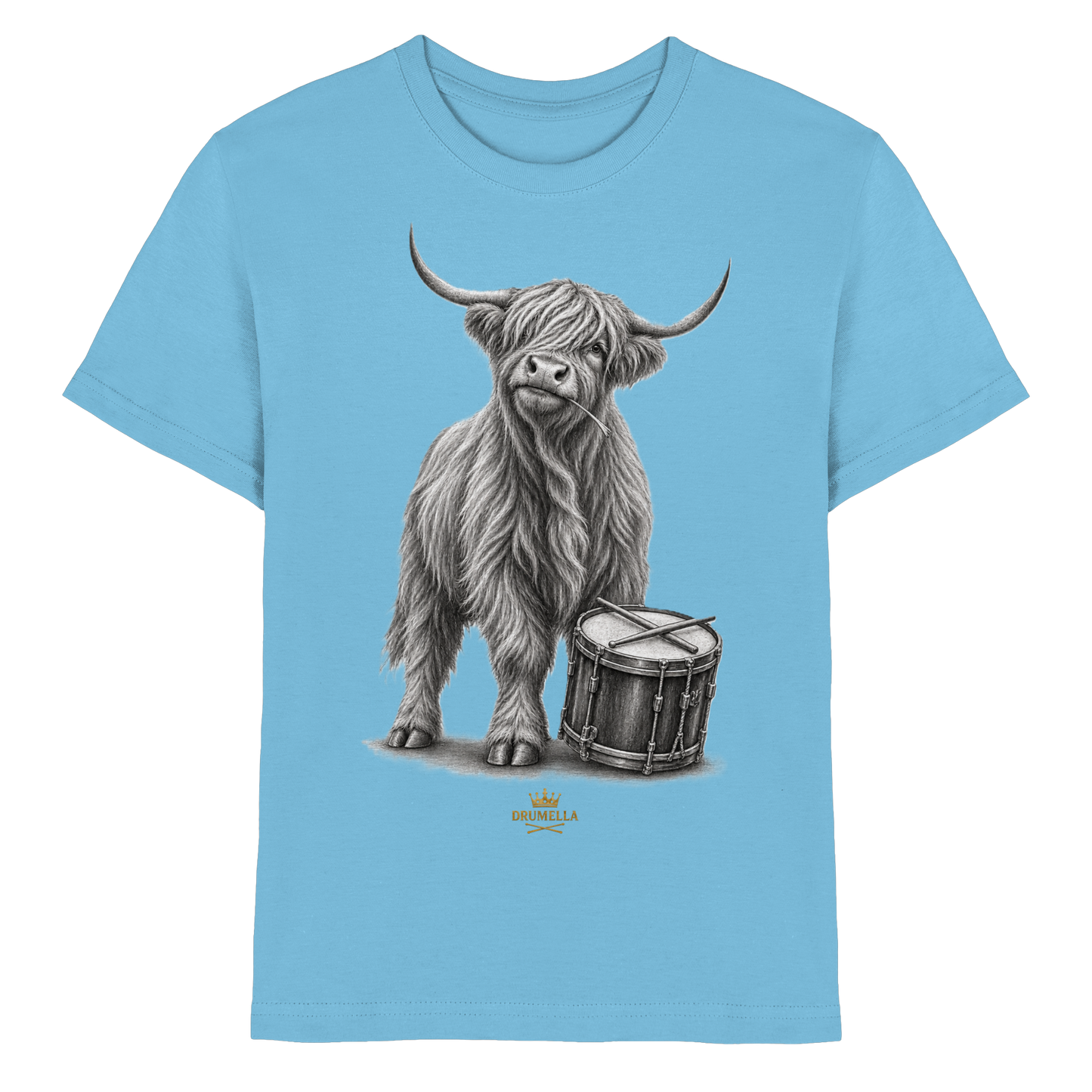 Cooles Hochlandrind mit Snare Trommel – Drumella Kinder-T-Shirt - Kids Premium Shirt
