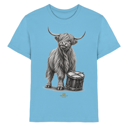 Cooles Hochlandrind mit Snare Trommel – Drumella Kinder-T-Shirt - Kids Premium Shirt