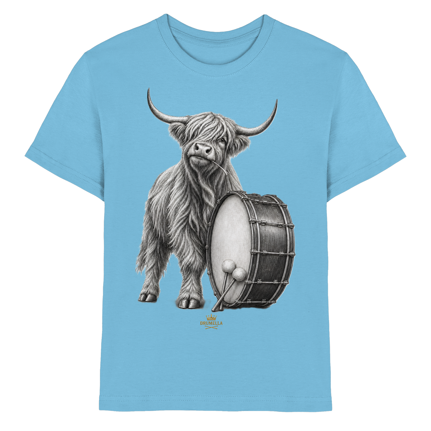 Cooles Hochlandrind mit Base Drum – Drumella T-Shirt Kids - Kids Premium Shirt