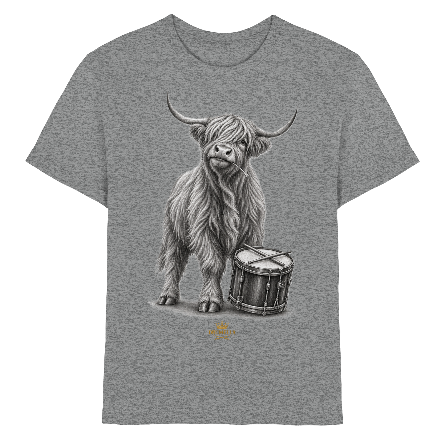 Cooles Hochlandrind mit Snare Trommel – Drumella Kinder-T-Shirt - Kids Premium Shirt