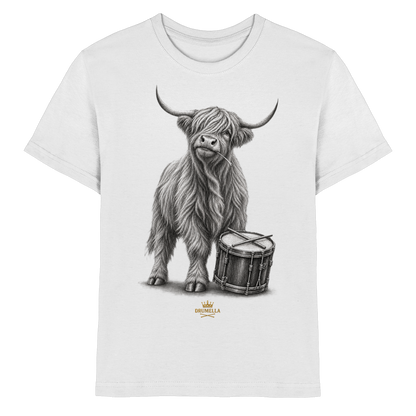 Cooles Hochlandrind mit Snare Trommel – Drumella Kinder-T-Shirt - Kids Premium Shirt