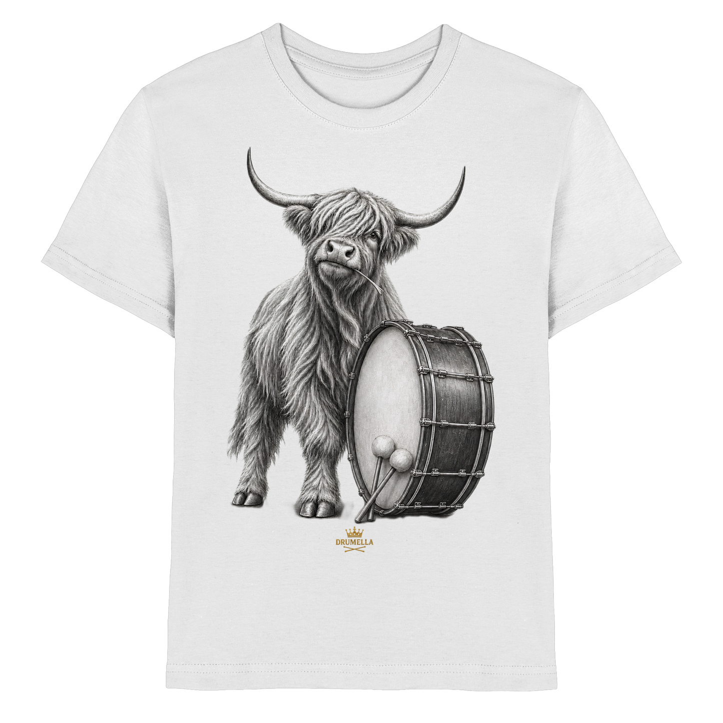 Cooles Hochlandrind mit Base Drum – Drumella T-Shirt Kids - Kids Premium Shirt