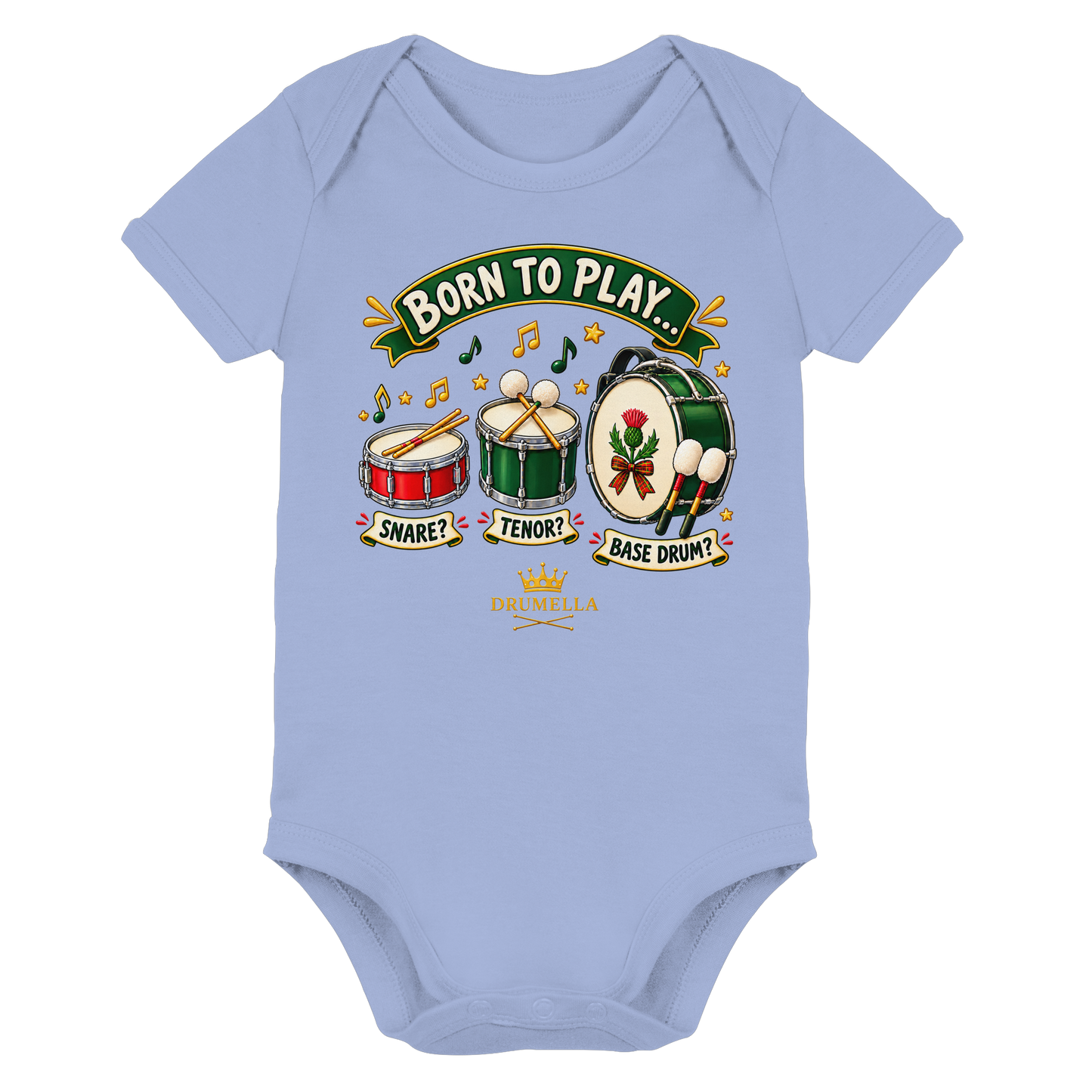 Drumella Babybody – Born to Play - Organic Baby Bodysuit