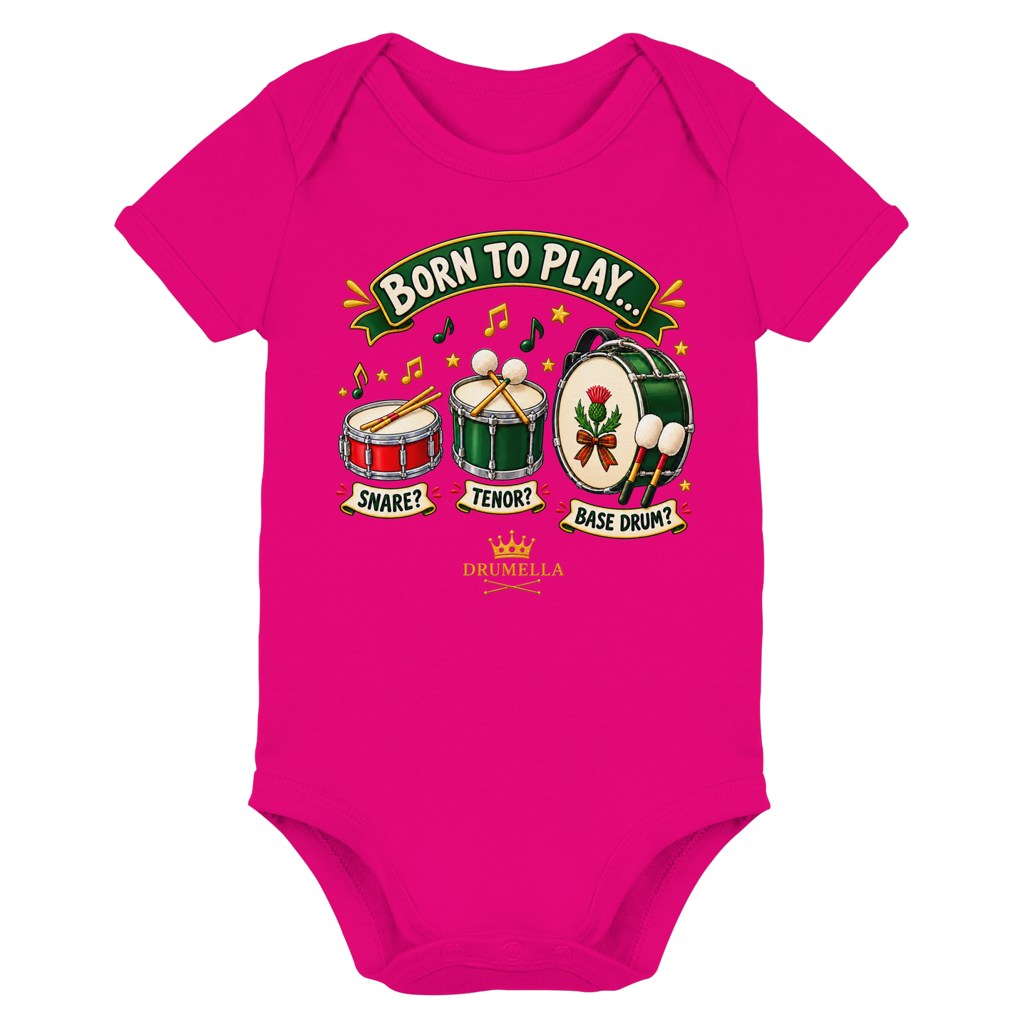 Drumella Babybody – Born to Play - Organic Baby Bodysuit