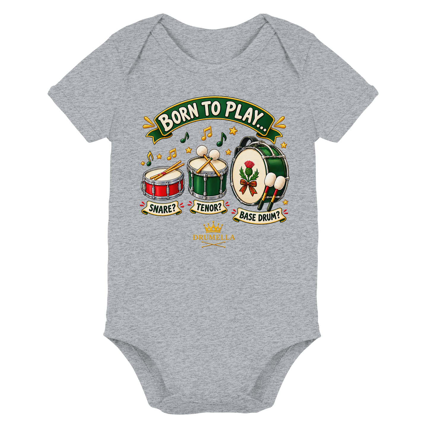 Drumella Babybody – Born to Play - Organic Baby Bodysuit