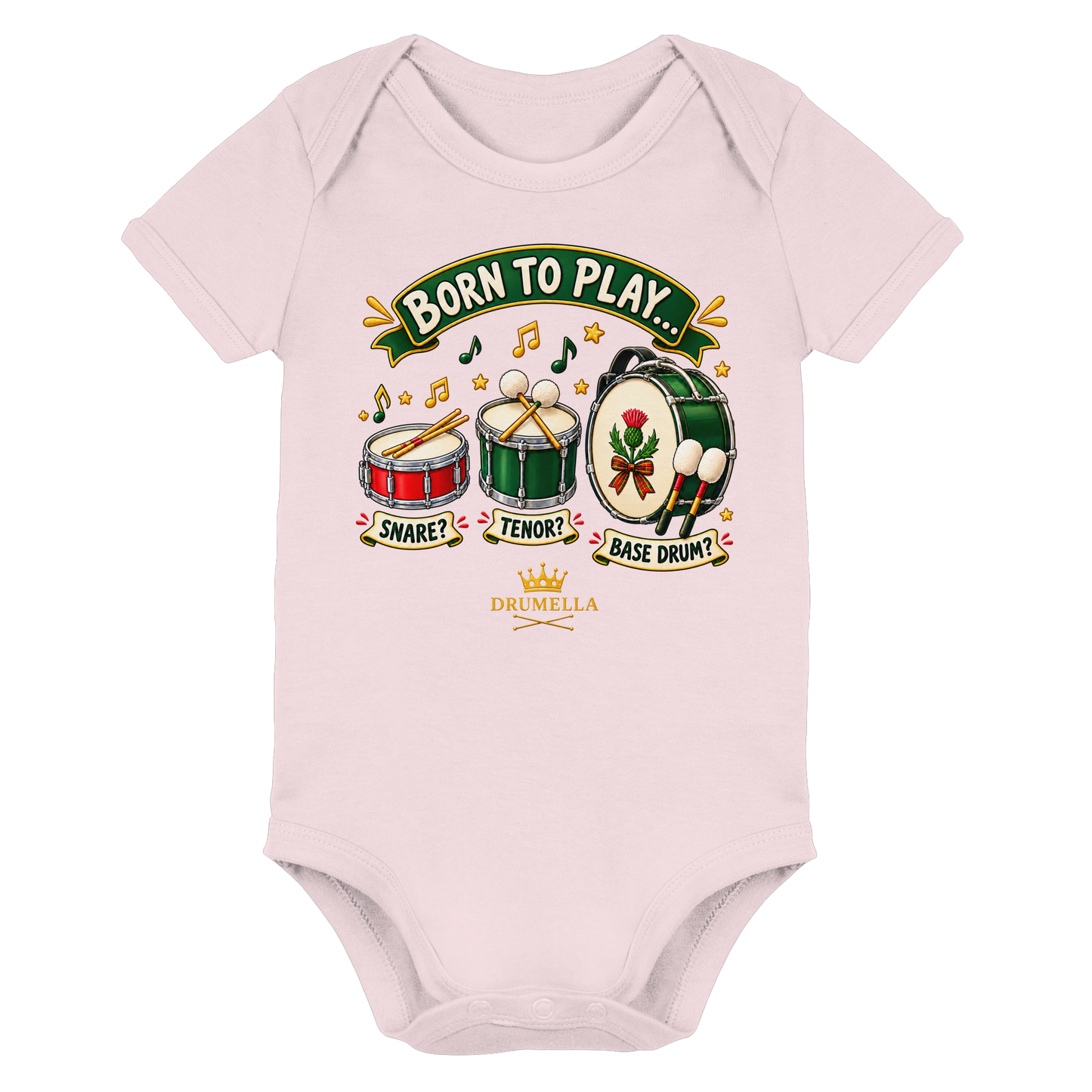 Drumella Babybody – Born to Play - Organic Baby Bodysuit