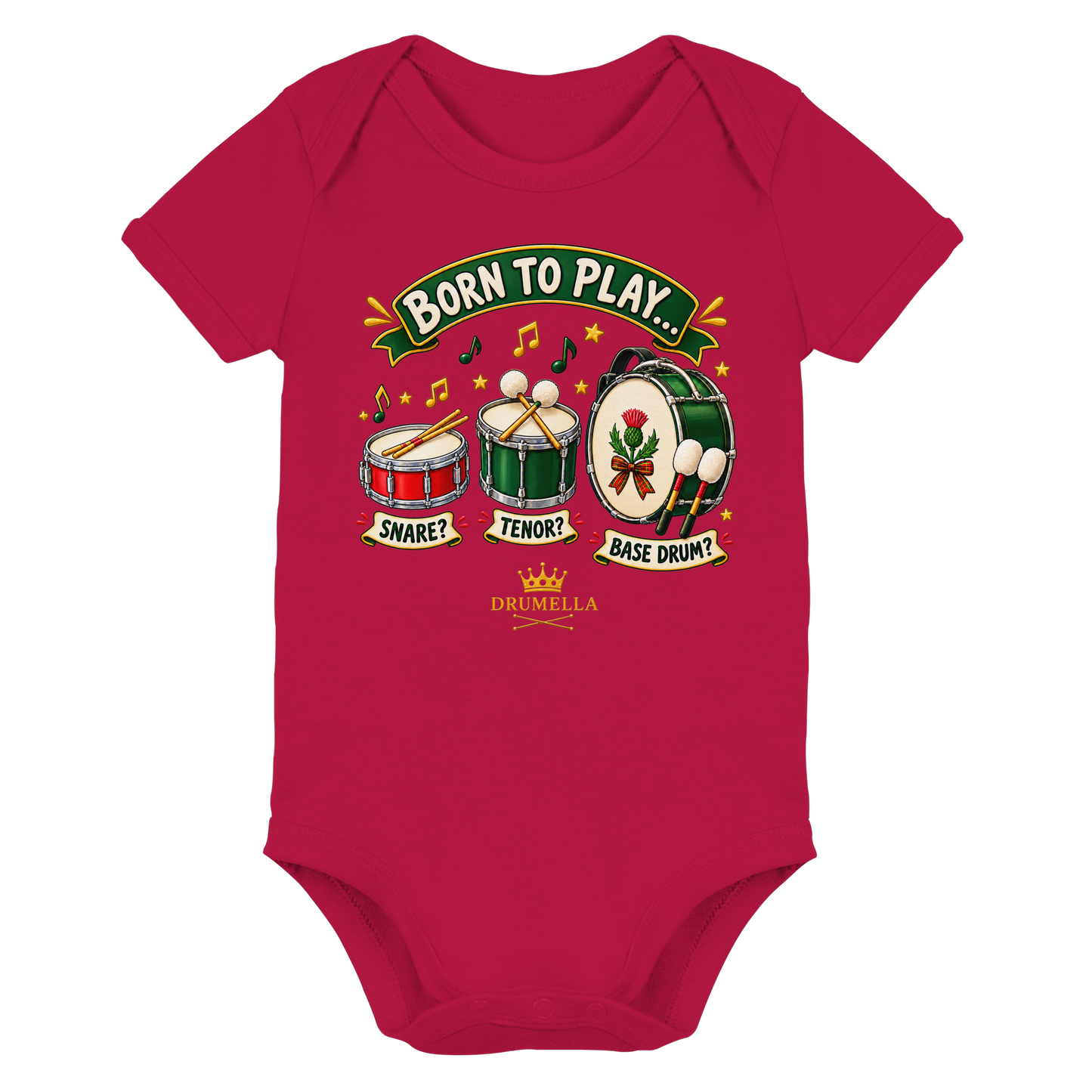 Drumella Babybody – Born to Play - Organic Baby Bodysuit