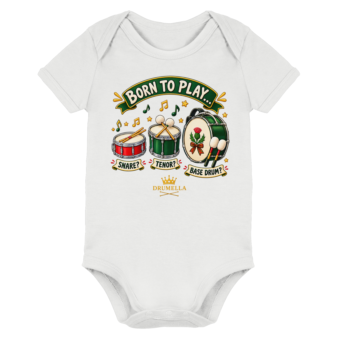 Drumella Babybody – Born to Play - Organic Baby Bodysuit
