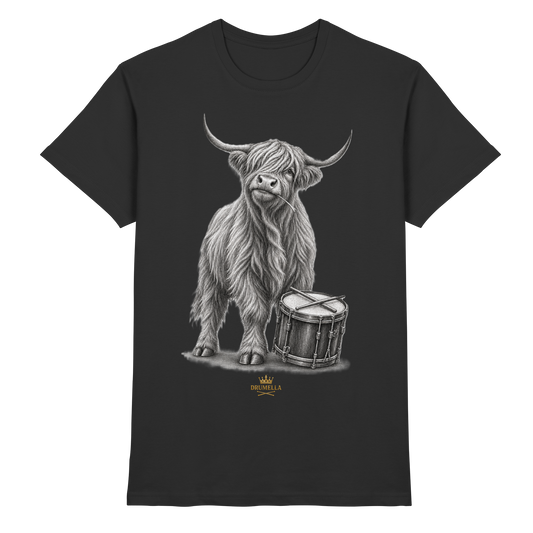 Cooles Hochlandrind mit Snare Trommel – Drumella T-Shirt - Premium Shirt