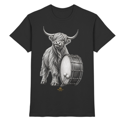 Cooles Hochlandrind mit Base Drum – Drumella T-Shirt  - Premium Shirt