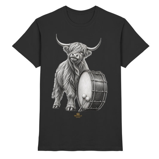 Cooles Hochlandrind mit Base Drum – Drumella T-Shirt  - Premium Shirt