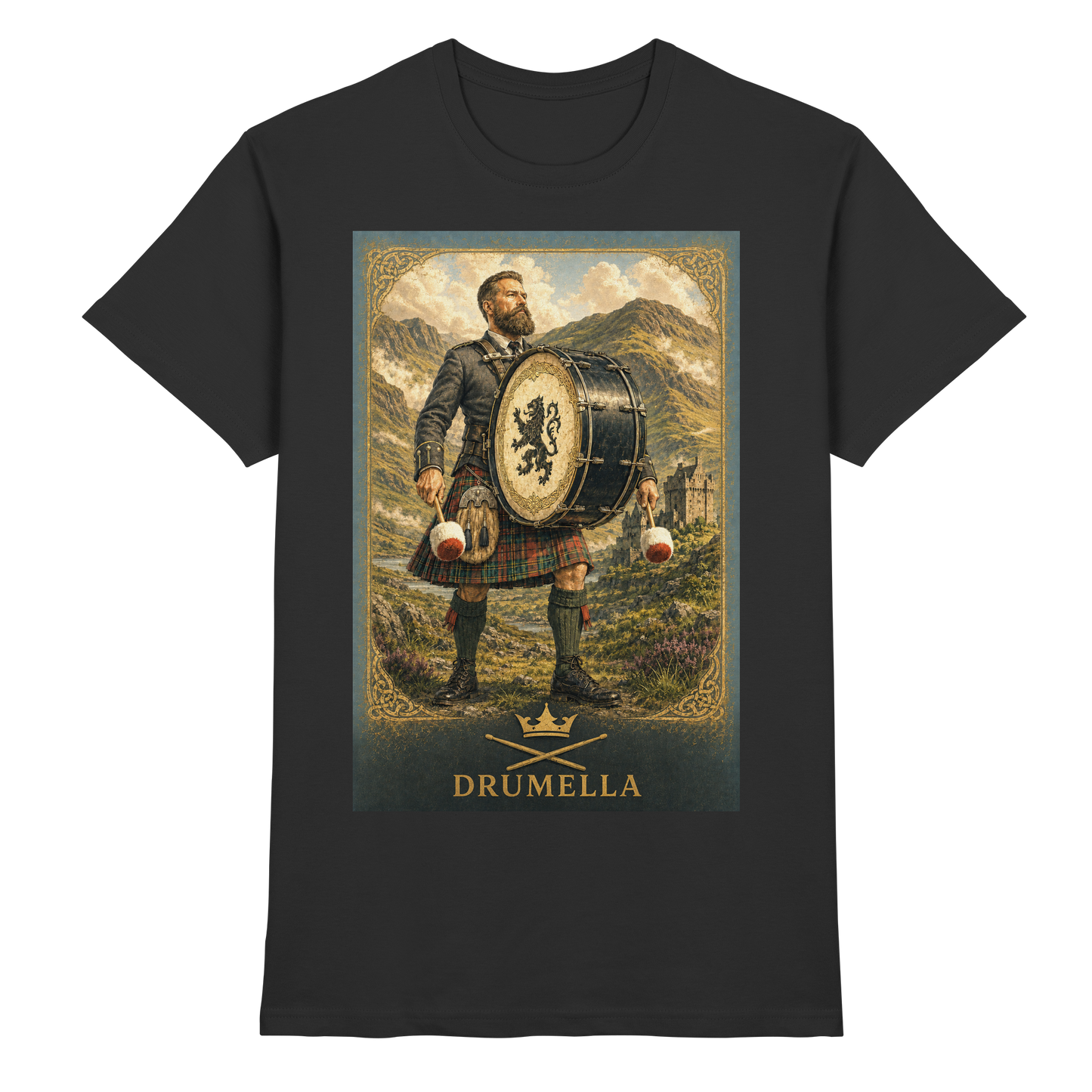 Drumella Herren-T-Shirt – Base Drummer Highlands - Premium Shirt