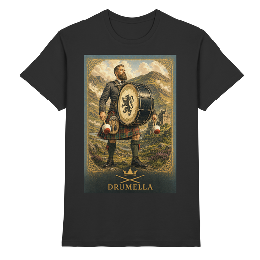 Drumella Herren-T-Shirt – Base Drummer Highlands - Premium Shirt