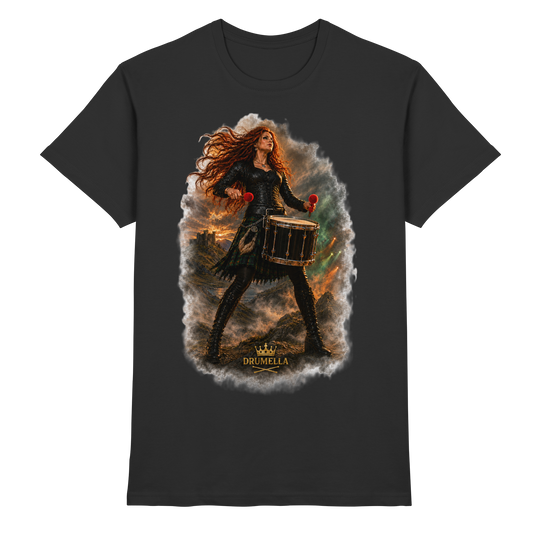 Drumella T-Shirt - Rockige Tenor-Trommlerin - Premium Shirt