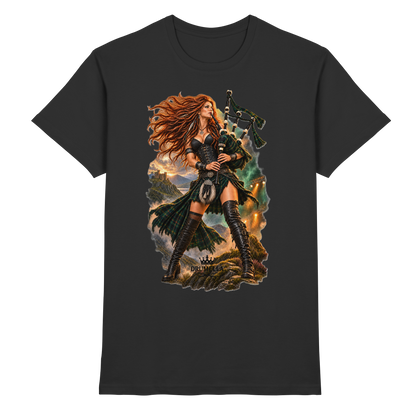 Rockige Dudelsackspielerin - Bagpipes - Damen - Herren - T-Shirt - Drumella