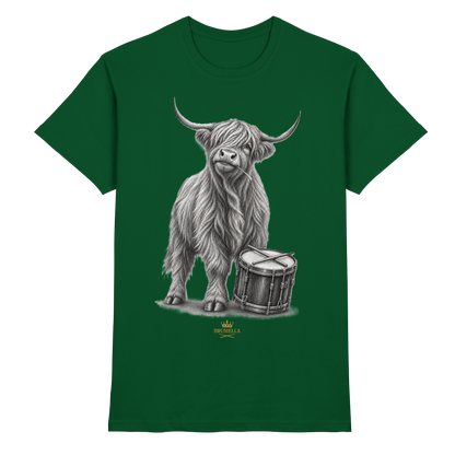 Cooles Hochlandrind mit Snare Trommel – Drumella T-Shirt - Premium Shirt