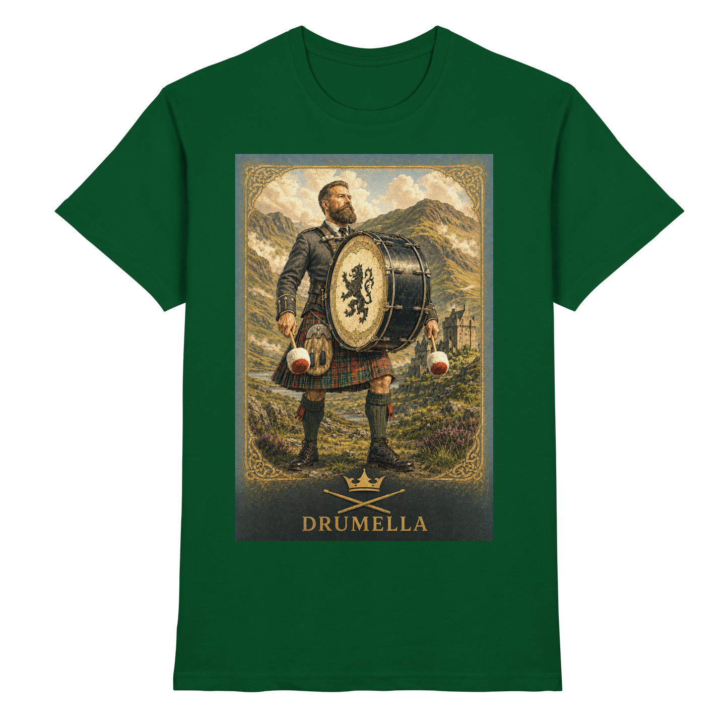 Drumella Herren-T-Shirt – Base Drummer Highlands - Premium Shirt