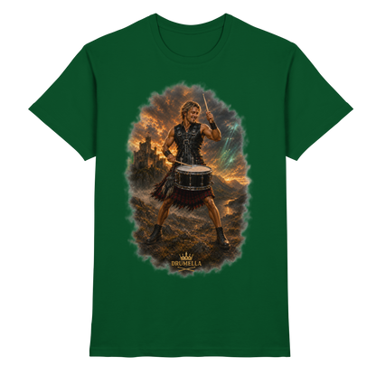 Drumella – Rockiger Snare-Drummer in den Highlands - Premium Shirt