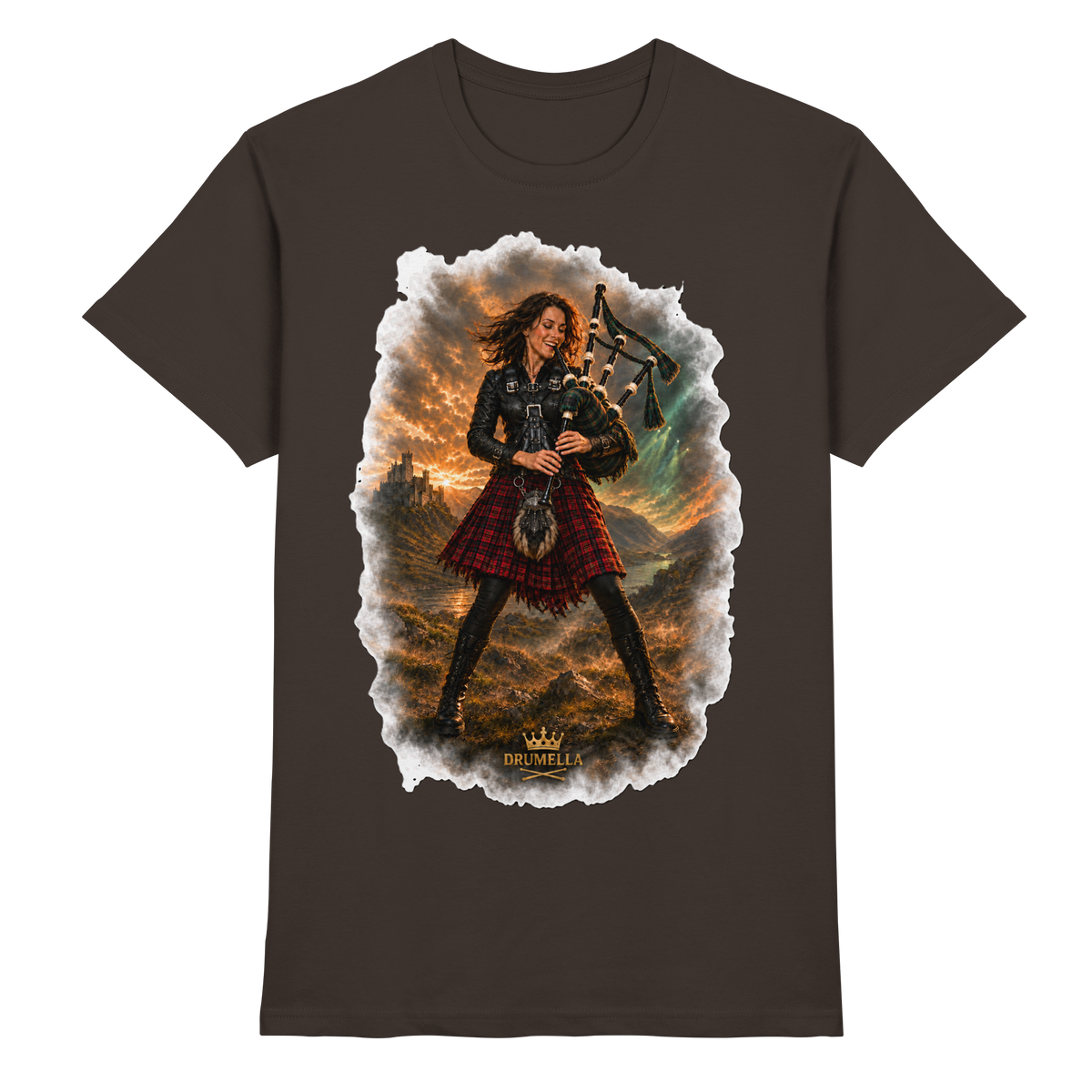 Rockige Dudelsackspielerin kurze Haare - Bagpipes - Damen - Herren - T-Shirt - Drumella - Premium Shirt