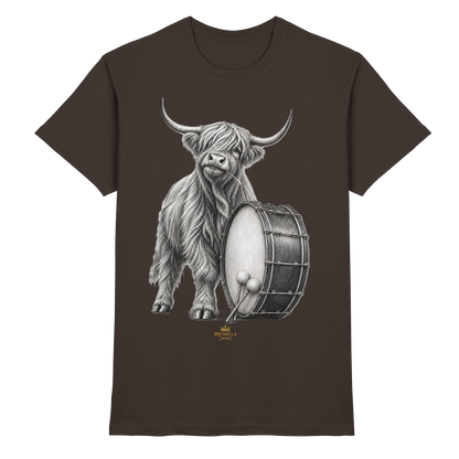 Cooles Hochlandrind mit Base Drum - Damen - Herren - T-Shirt - Drumella