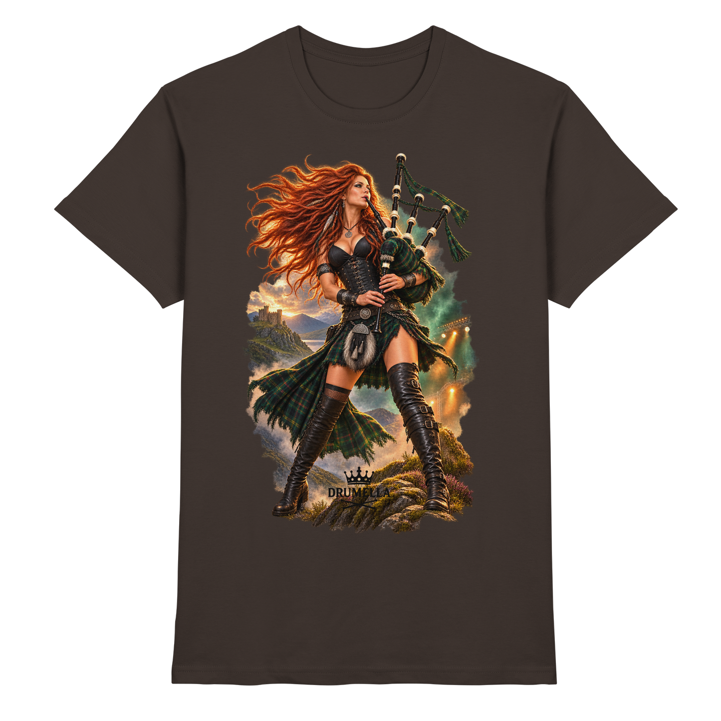Rockige Dudelsackspielerin – Drumella T-Shirt - Premium Shirt