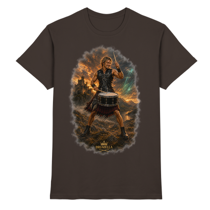 Drumella – Rockiger Snare-Drummer in den Highlands - Premium Shirt