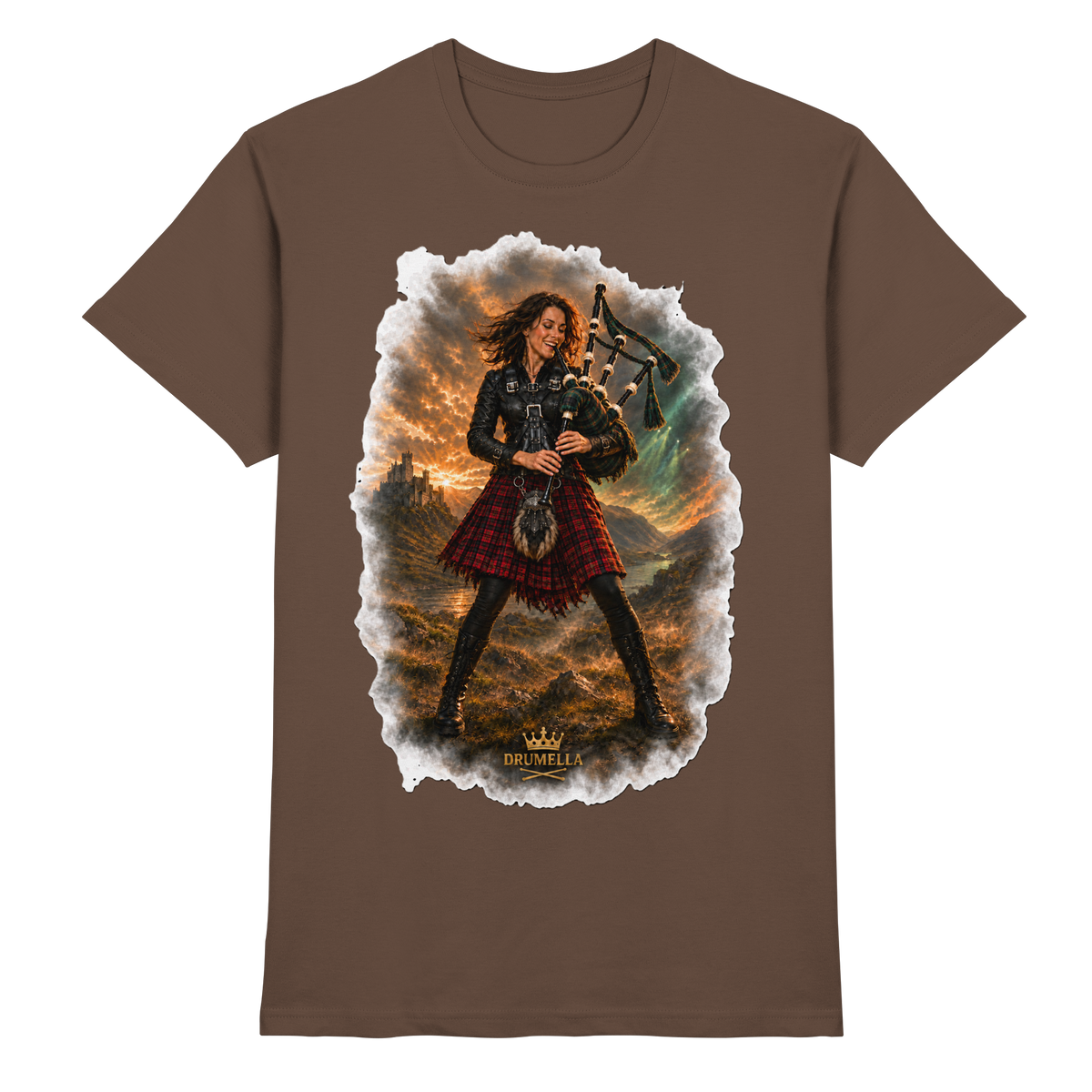 Rockige Dudelsackspielerin kurze Haare - Bagpipes - Damen - Herren - T-Shirt - Drumella - Premium Shirt